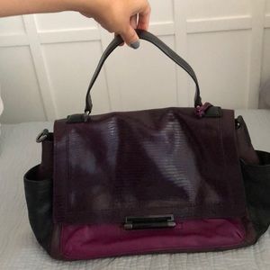 DVF plum iguana leather handbag